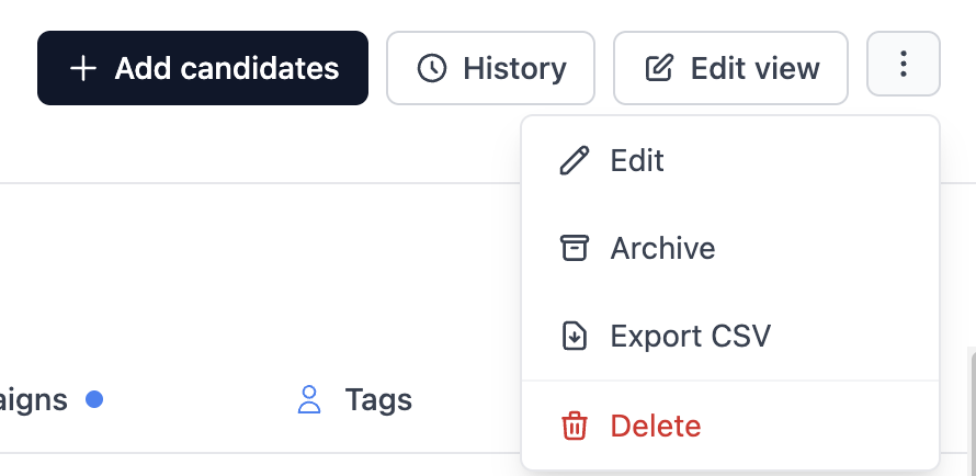 A list's three-dot menu